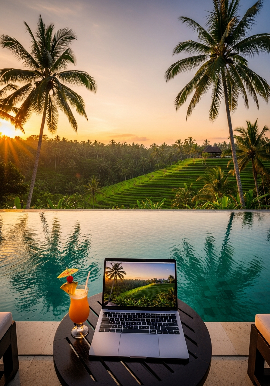 Martin Ebongue, growth hacking and marketing automation expert, working remotely from Bali
